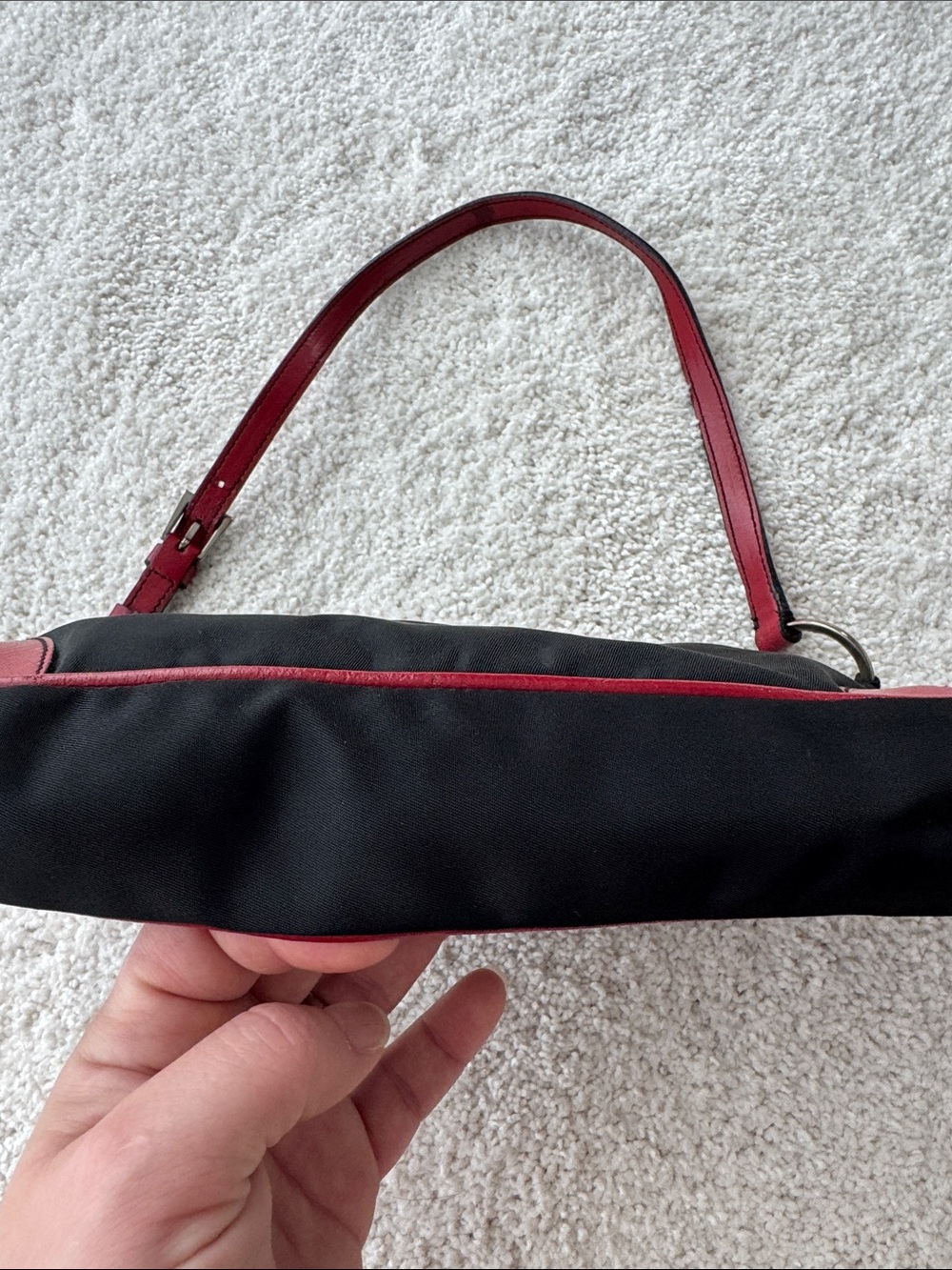 Prada Black and Red Leather-Trim Shoulder Bag - Picture 7 of 15